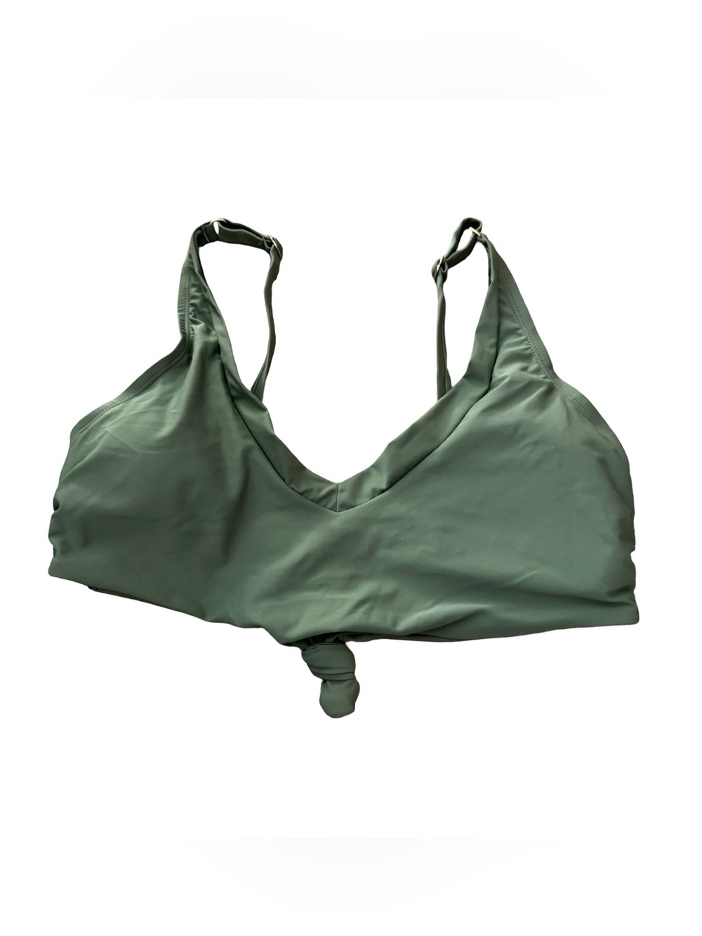 No Boundaries Womens Plus Bikini Top Sage Green Knot Front Size 1X NWT Swim